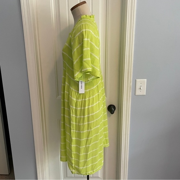NEW Chloe + Rene Small Bright Green Stripe Dress Sundress ~ Beach Summer Casual - Picture 2 of 10